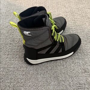 Sorel Kids' Gray and Black Boots with Neon Accents